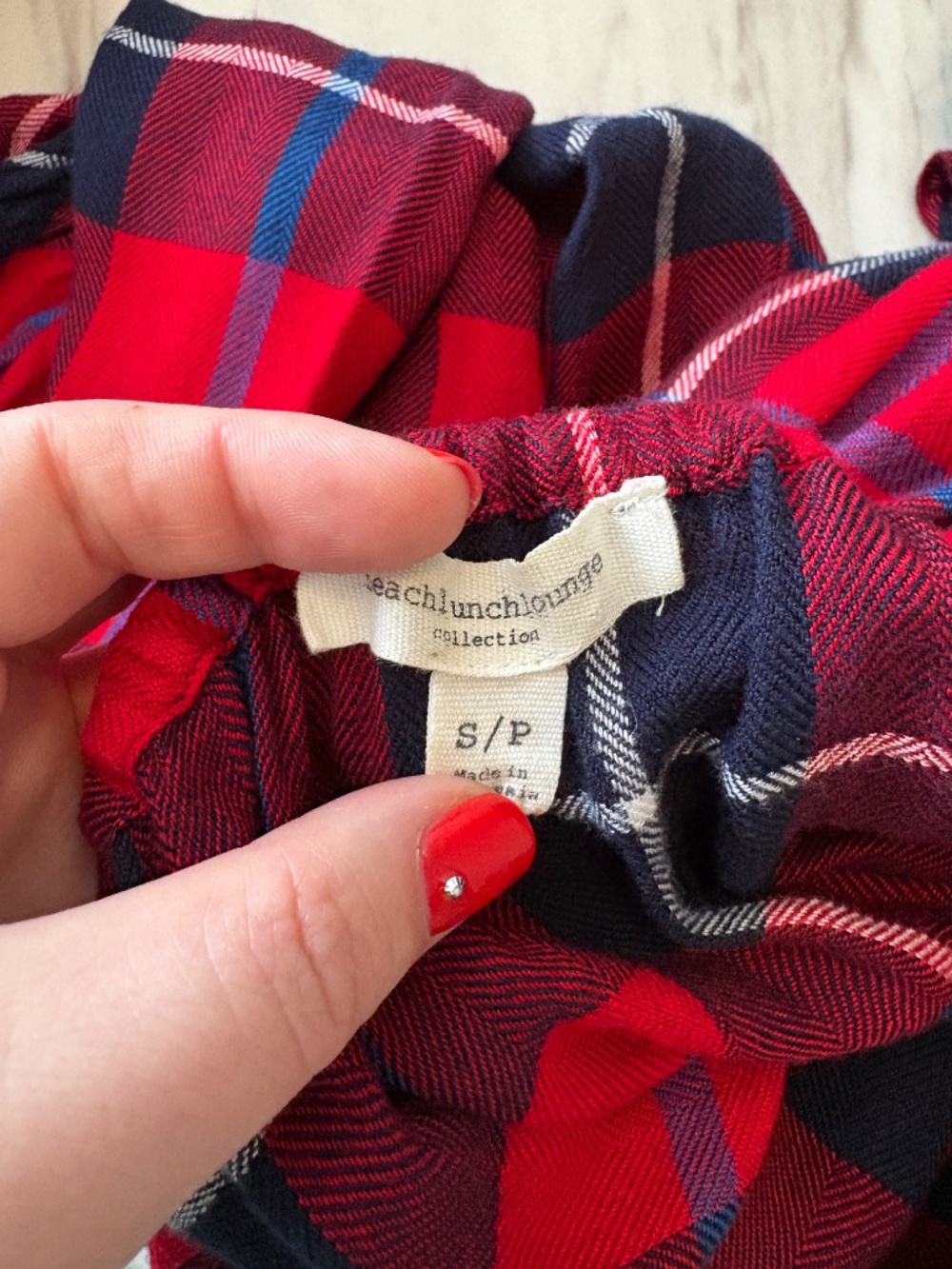 Red & Navy Plaid Ruffle Off-Shoulder Top - Picture 5 of 5